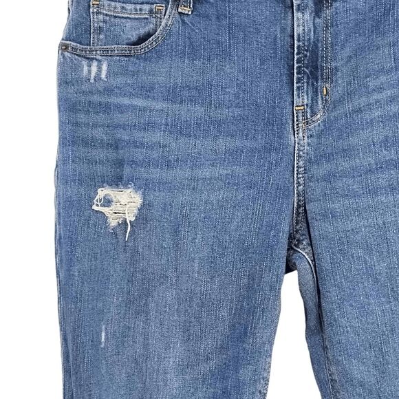 Old Navy Distressed Boyfriend Mid Rise Jeans Sz 12 Dark Destroyed Sailor - Picture 6 of 9